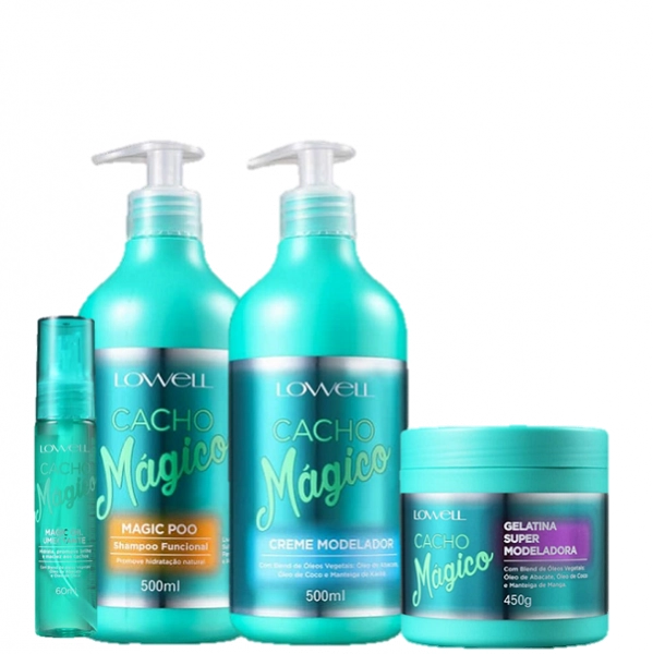 Lowell Cacho Magico Shampoo 500g Creme Modelador 500g Gelatina 450g E Oleo 60ml