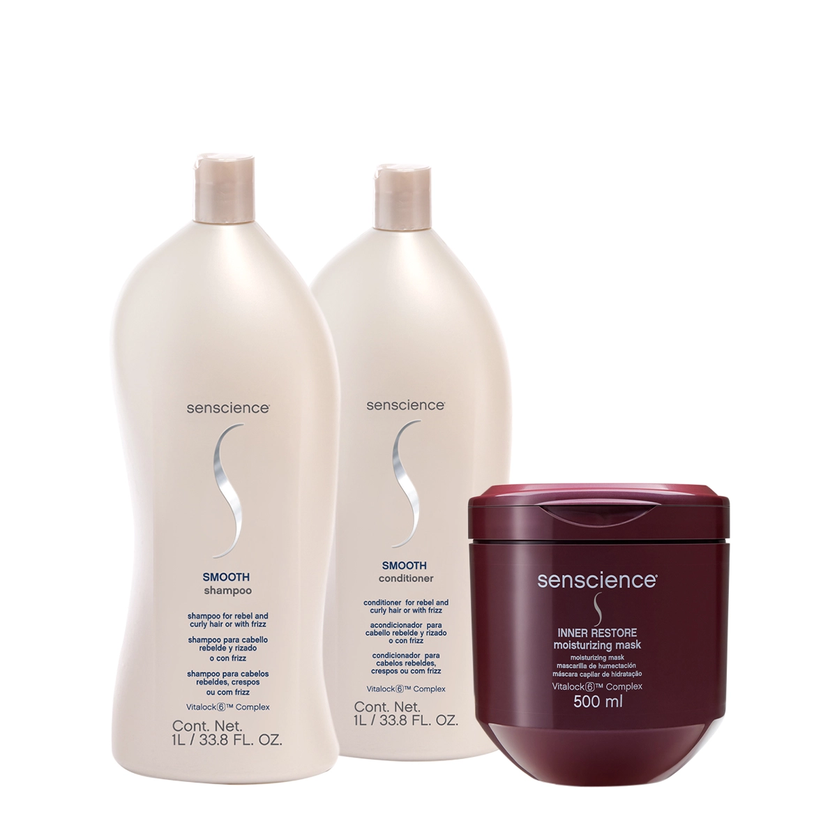 Kit Senscience Smooth Inner Restore Salon Total (3 Produtos)