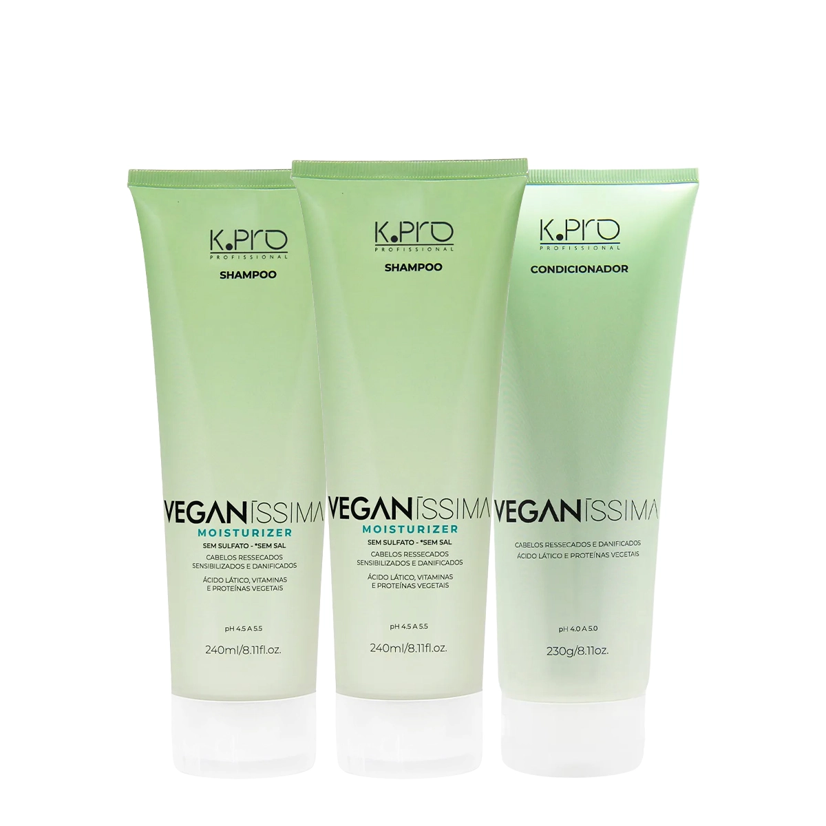 Kit K.Pro Veganíssima Balance Moisturizer Shampoo Extra E Condicionador Cabelos Ressecados (3 Produtos)