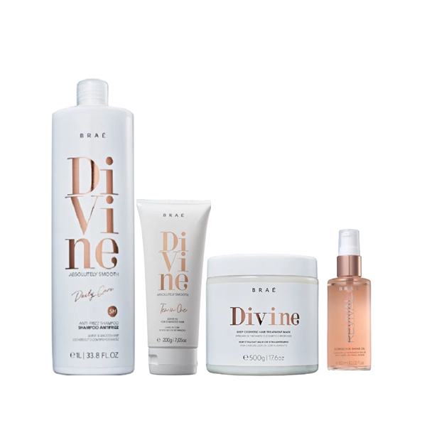 Braé Divine Shampoo 1L+Mascara 500g+Leave-in 200g+Revival Shine Oil 60ml
