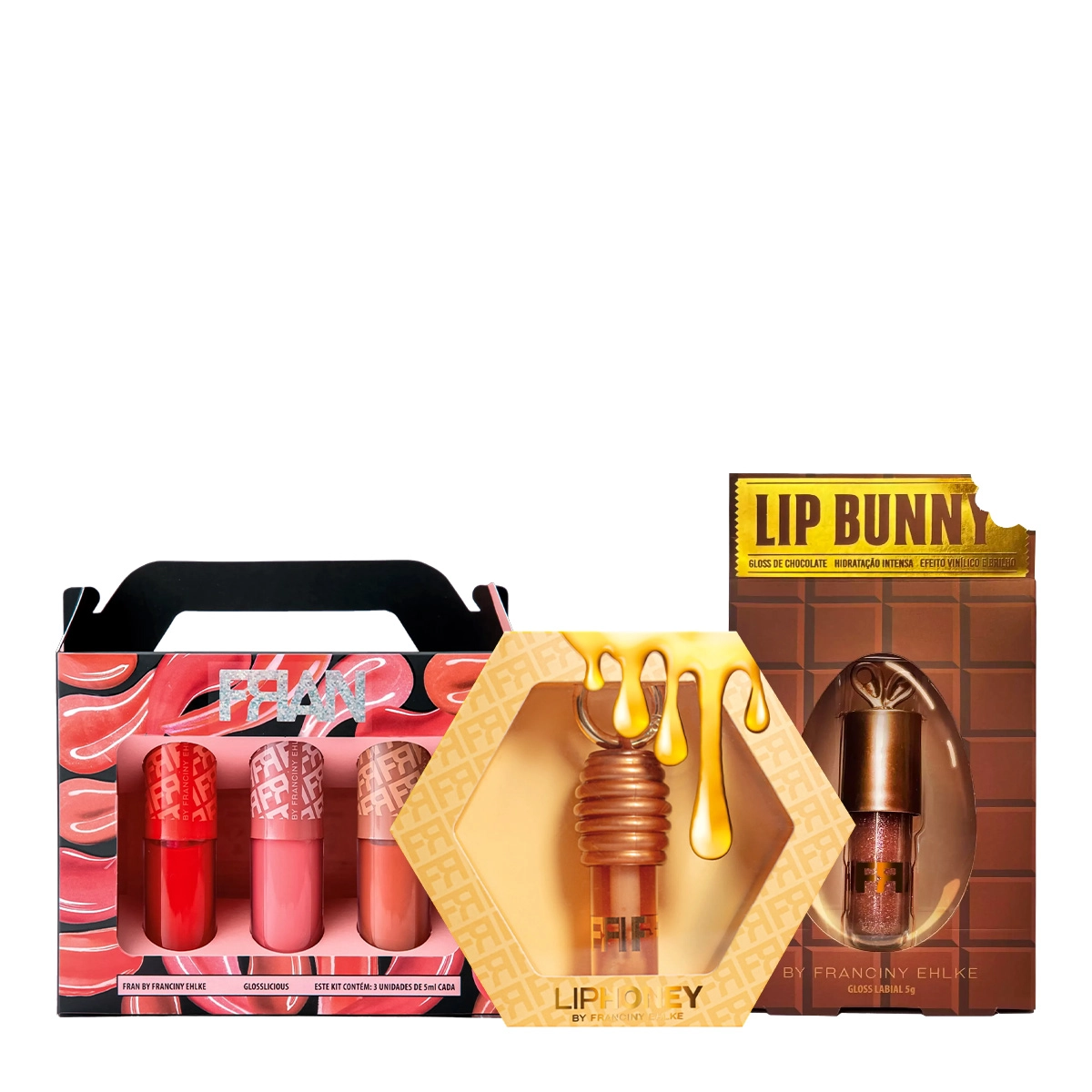 Produto Kit_Fran_by_Franciny_Ehlke_Gloss_Glosslicius_Lip_Honey_Lip_Bunny_Evas_1