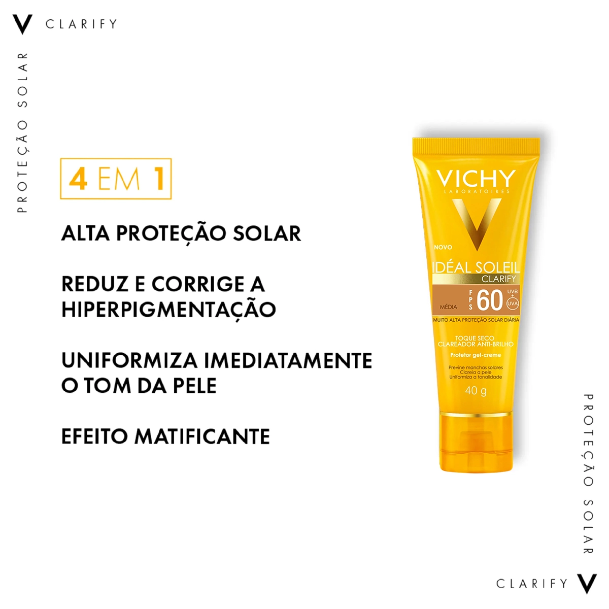 Produto Vichy_Ideal_Soleil_Clarify_FPS60_Cor_Media_Protetor_Solar_com_Cor_40g_Evas_2