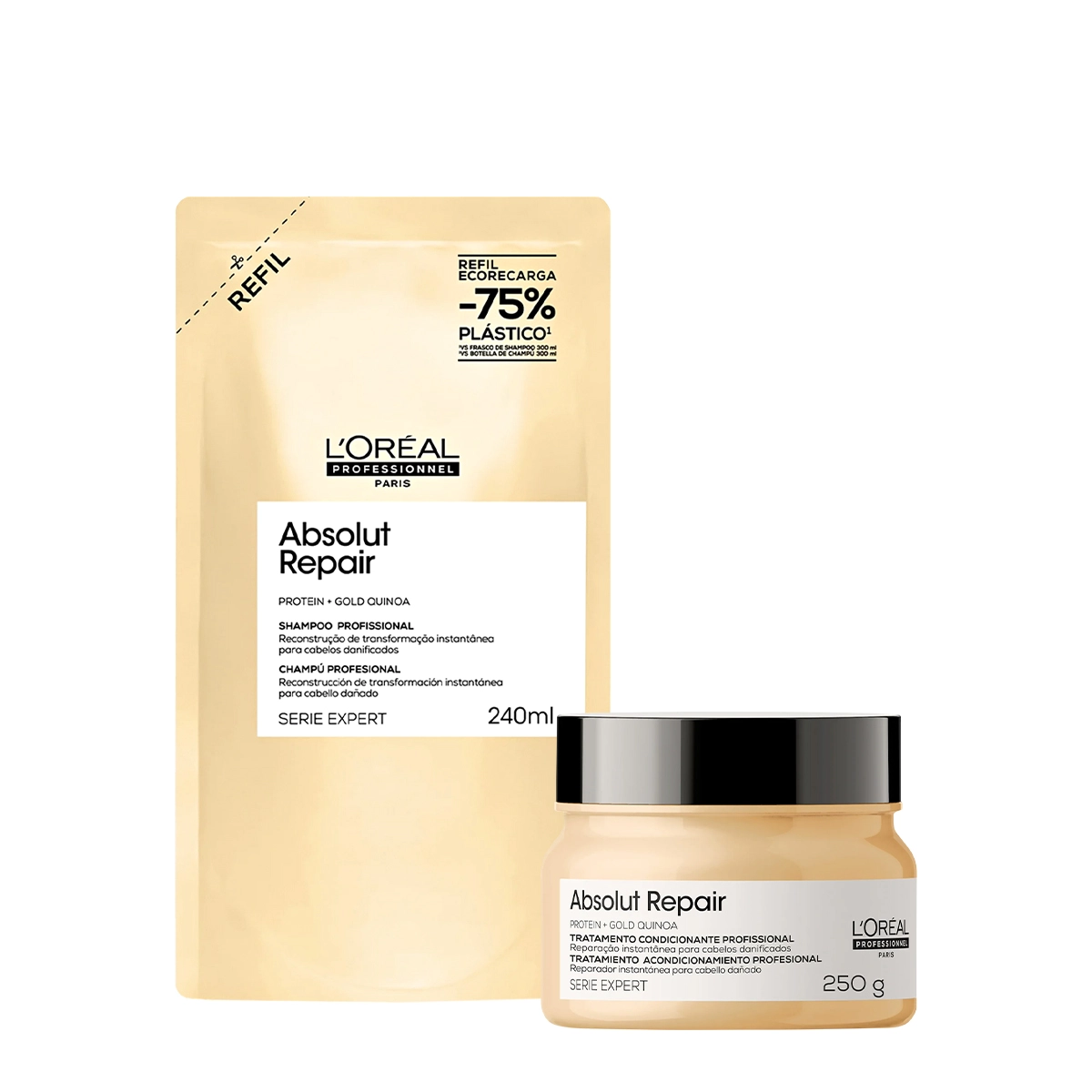 Produto Kit_LOreal_Professionnel_Absolut_Repair_Gold_Shampoo_Refil_Mascara_250_Evas_1