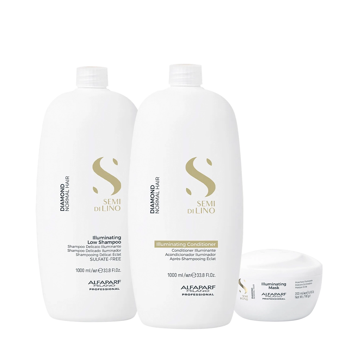 Kit Alfaparf Semi Di Lino Diamond Illuminating Maciez E Tratamento 3 Produtos
