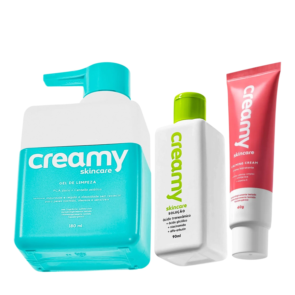 Produto Kit_Creamy_Hidratante_Facial_Acido_Tranexamico_Solucao_Tonico_Faciale_Gel_de_Limpeza_Evas_1