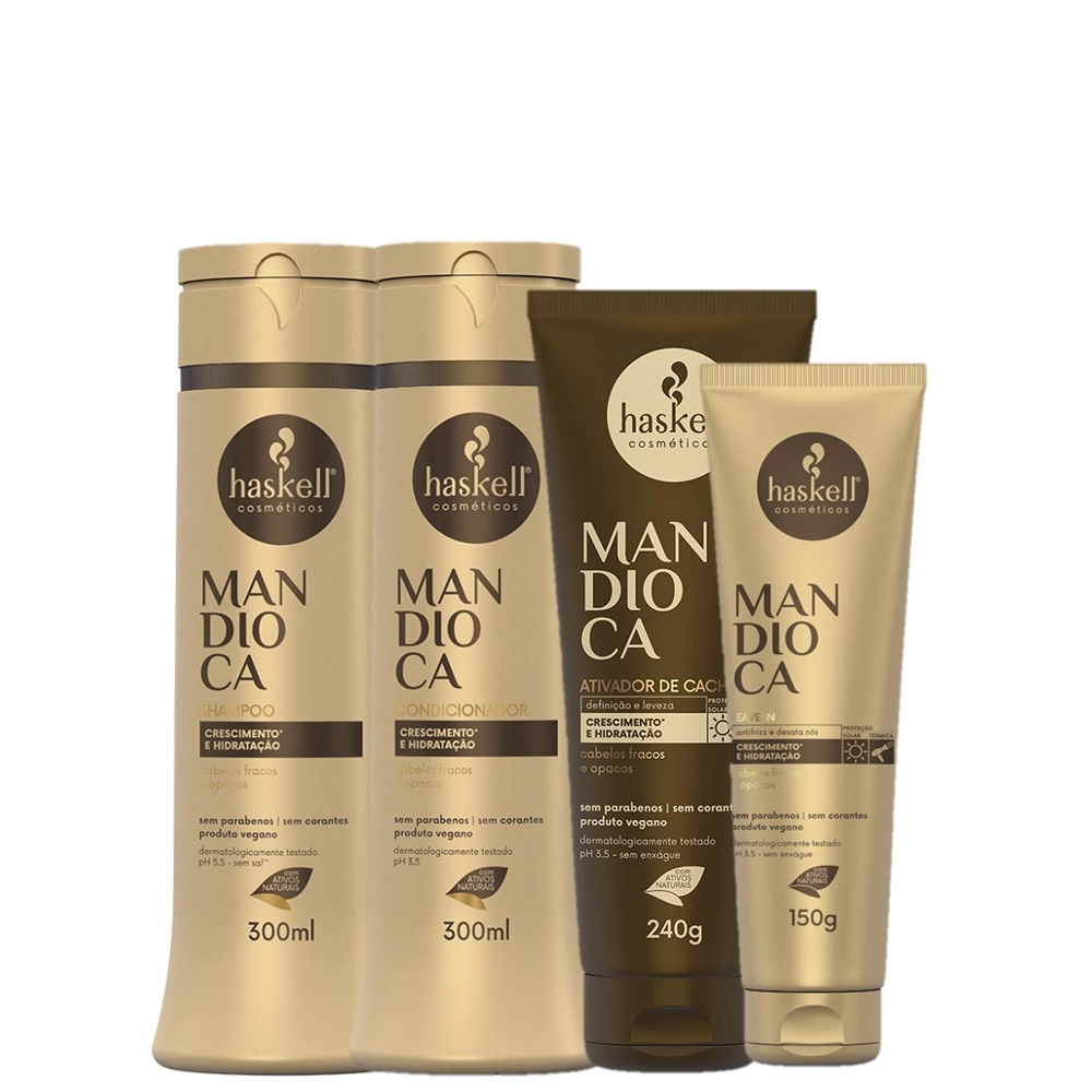 Haskell Mandioca Duo 300ml Leave-in 240g E Ativador De Cachos 240g
