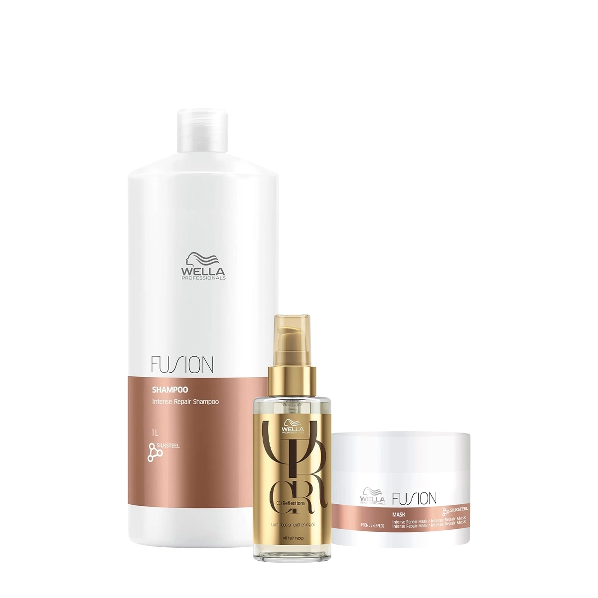 Kit Wella Professionals Fusion Reflections Shampoo Máscara Oil (3 Produtos)