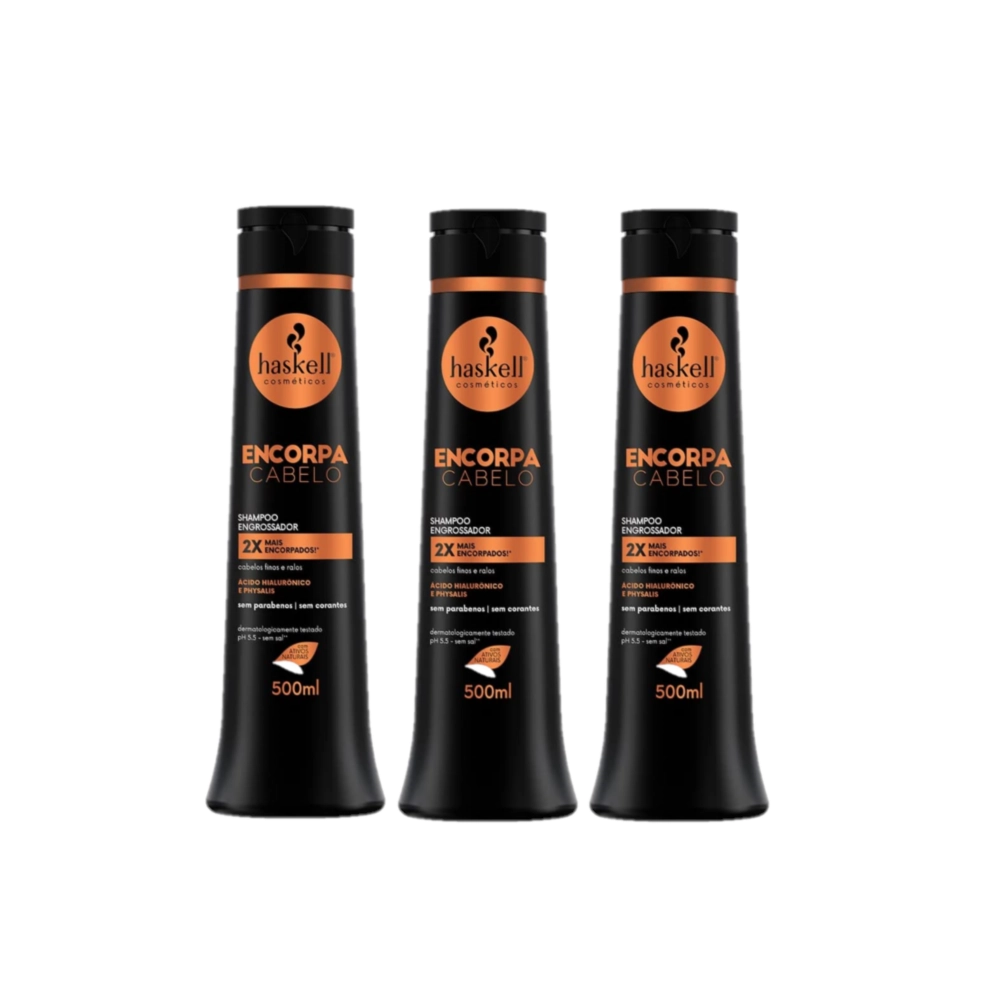 Produto Kit_Haskell_Encorpa_Cabelo_Shampoo_Engrossador_500ml_3_unidades_Evas_1