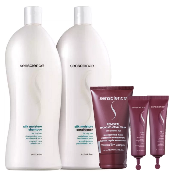 Senscience Silk Moisture Duo 1L Renewal Mask 150ml E CPR Tratamento Reconstrutor 2x25