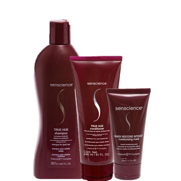 Senscience True Hue Shampoo 280ml Condicionador 240ml E Inner Restore Intensif 50ml