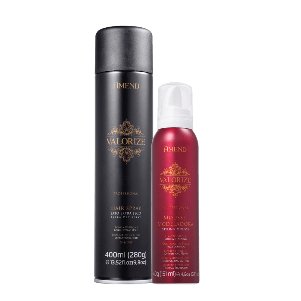 Kit Amend Valorize Mousse E Spray Fixador Ultra Forte Médio (2 Produtos)