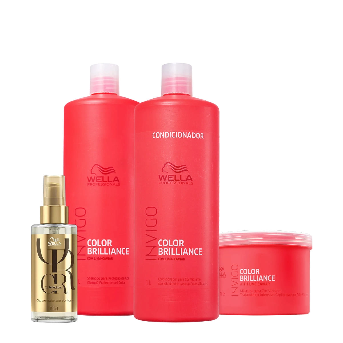 Kit Wella Professionals Invigo Brilliance Reflections Salon Total Oil 100 (4 Produtos)