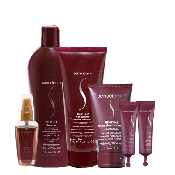 Produto Kit_Senscience_True_Hue_Duo_Home_Care_Renewal_Mask_150ml_CPR_Tratamento_Reconstrutor_2x25ml_True_Hue_Color_Oleo_55ml_Evas_1