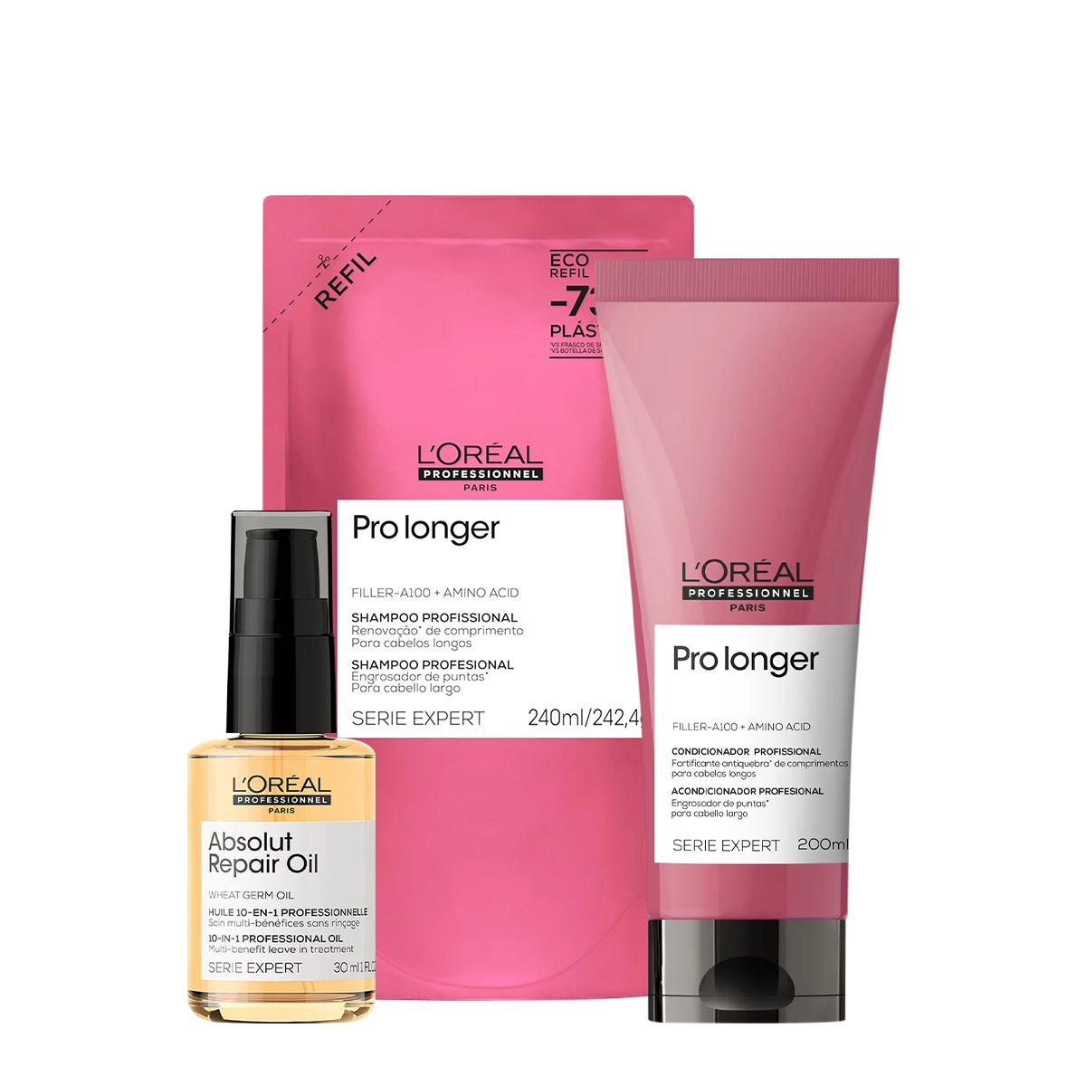 Kit LOréal Professionnel Pro Longer Duo Refil Oil (3 Produtos)