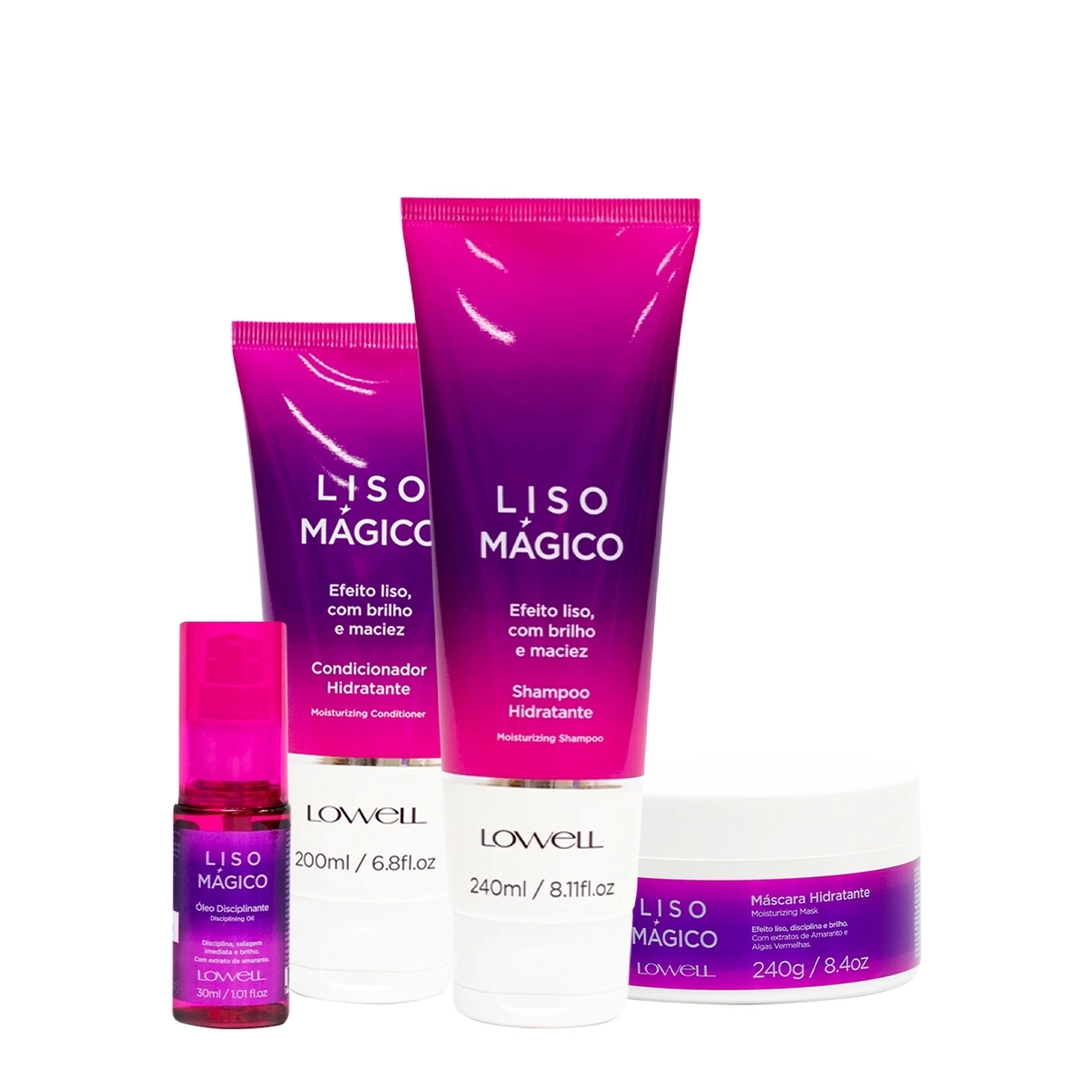 Kit Lowell Liso Mágico Home Care Oil (4 Produtos)