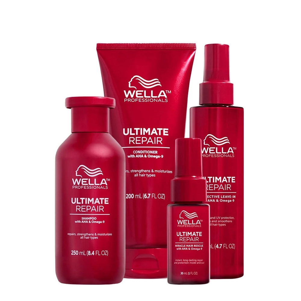 Kit Wella Ultimate Repair Shampoo Condicionador Leave-in Reparador E Protetor Térmico (4 Produtos)