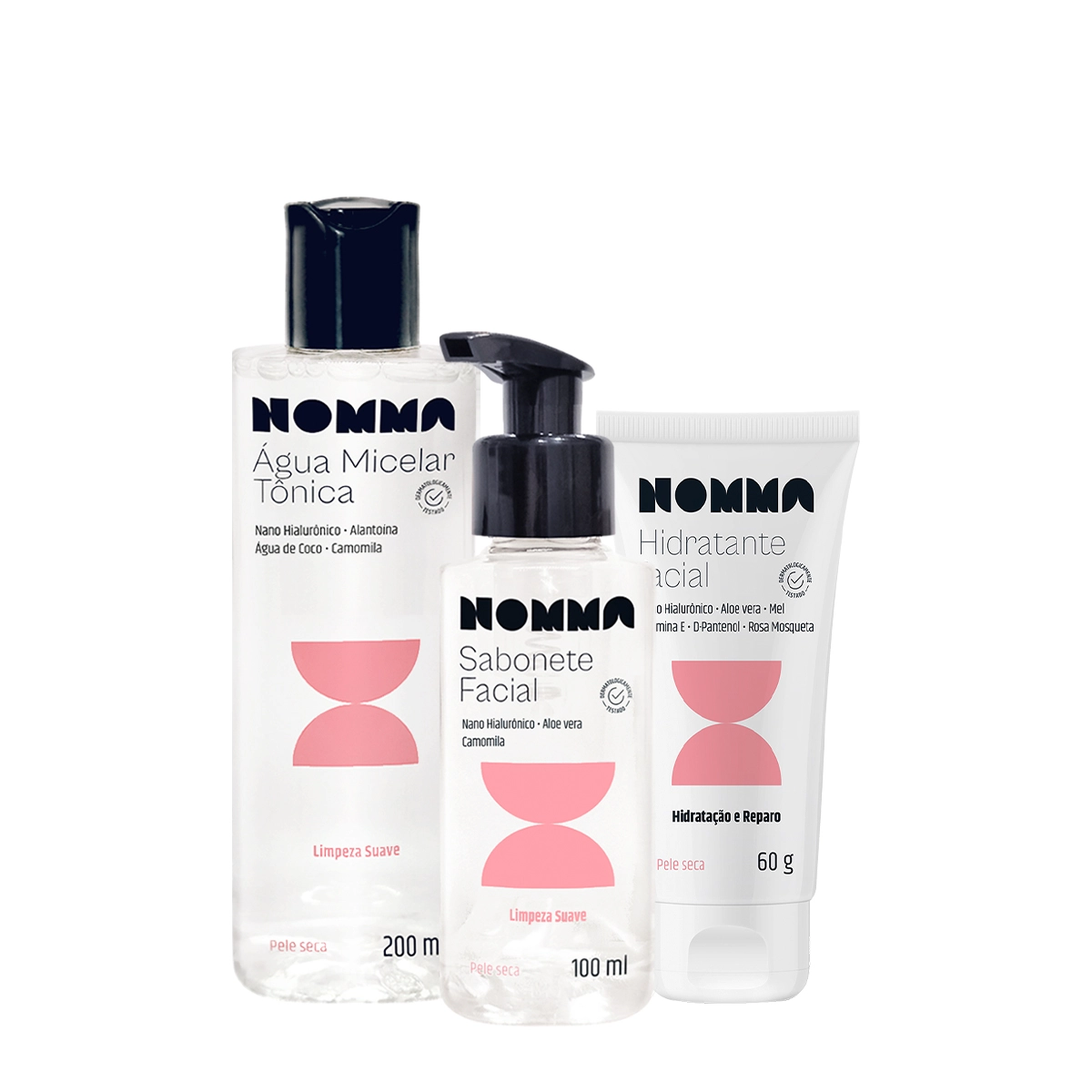 Produto Kit_Nomma_Healthy_Pele_Seca_Sabonete_Hidratante_Agua_Micelar_Evas_1