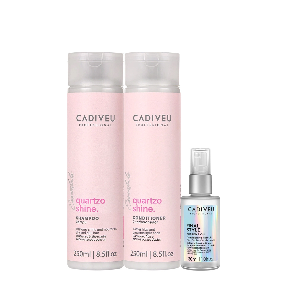 Kit Cadiveu Professional Quartzo Shine Duo E Final Style Oil (3 Produtos)