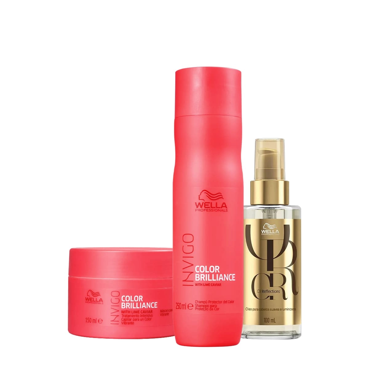 Kit Wella Professionals Invigo Brilliance Reflections Shampoo Máscara Oil (3 Produtos)