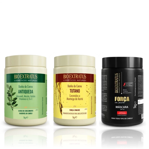 Cronograma Bio Extratus Vegano Cabelos Danificados 1Kg (Jaborandi+Tutano+Força Com Pimenta)