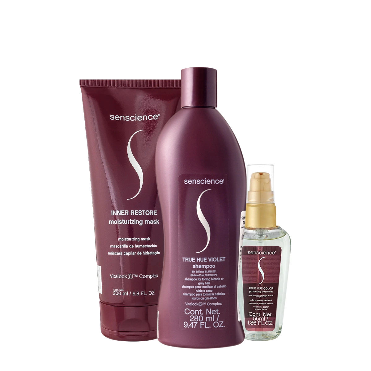 Produto Kit_Senscience_True_Hue_Violet_Shampoo_Máscara_Moisturizing_Óleo_Evas_1