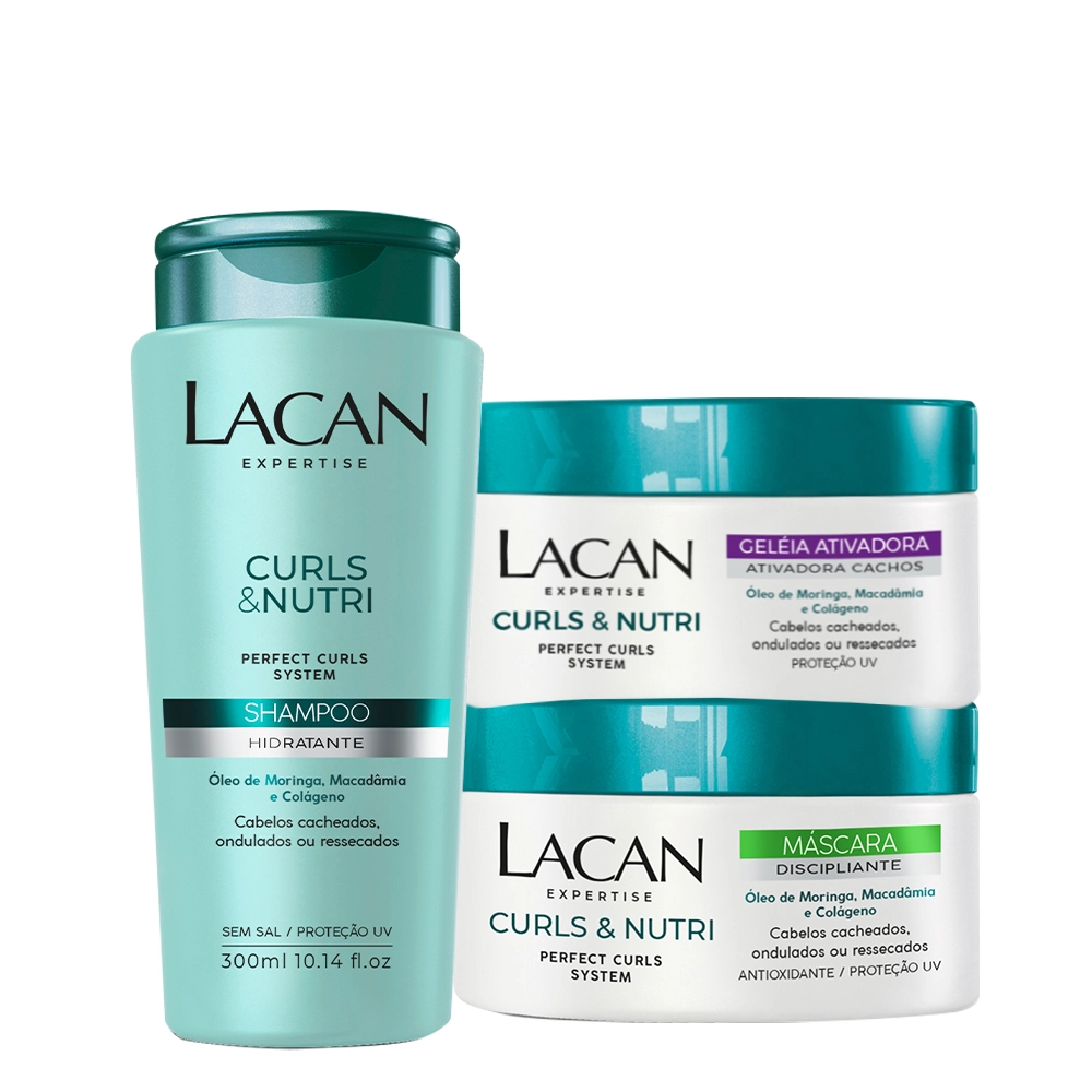 Produto Kit_Lacan_Curls_e_Nutri_Shampoo_Geleia_e_Mascara_Disciplinante_3_produtos_Evas_1