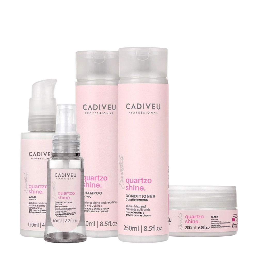 Kit Cadiveu Essentials Quartzo Shine Shampoo Condicionador Fluído Máscara E Óleo (5 Produtos)