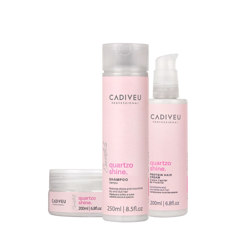 Kit Cadiveu Essentials Quartzo Shine Shampoo Máscara E Protein Hair Cream (3 Produtos).