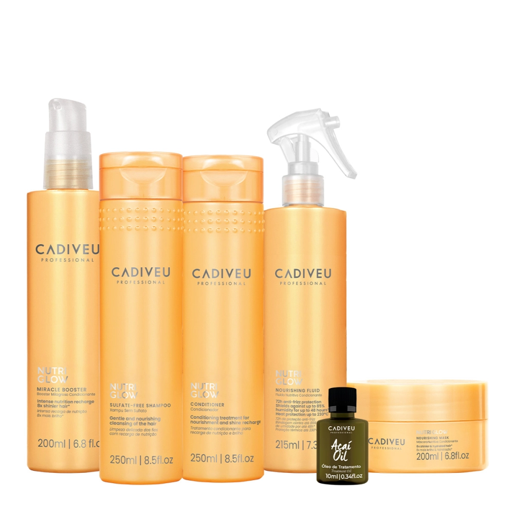 Kit Cadiveu Nutri Glow Completo E Óleo Açaí 10ml (6 Produtos)