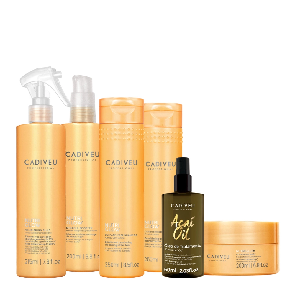 Kit Cadiveu Nutri Glow Completo E Óleo Açaí 60ml (6 Produtos)