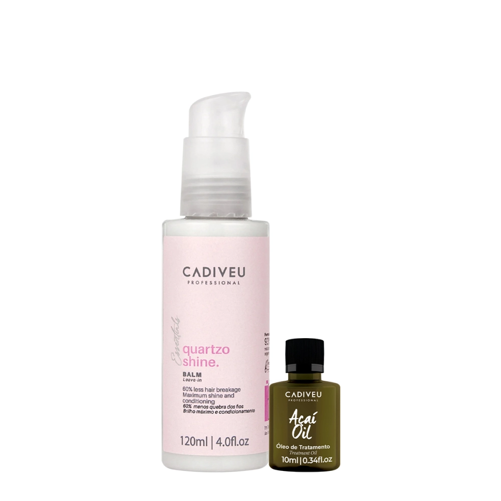 Kit Cadiveu Professional Essentials Hair Quartzo Shine Balm Leave-in E Açaí Oil (2 Produtos)