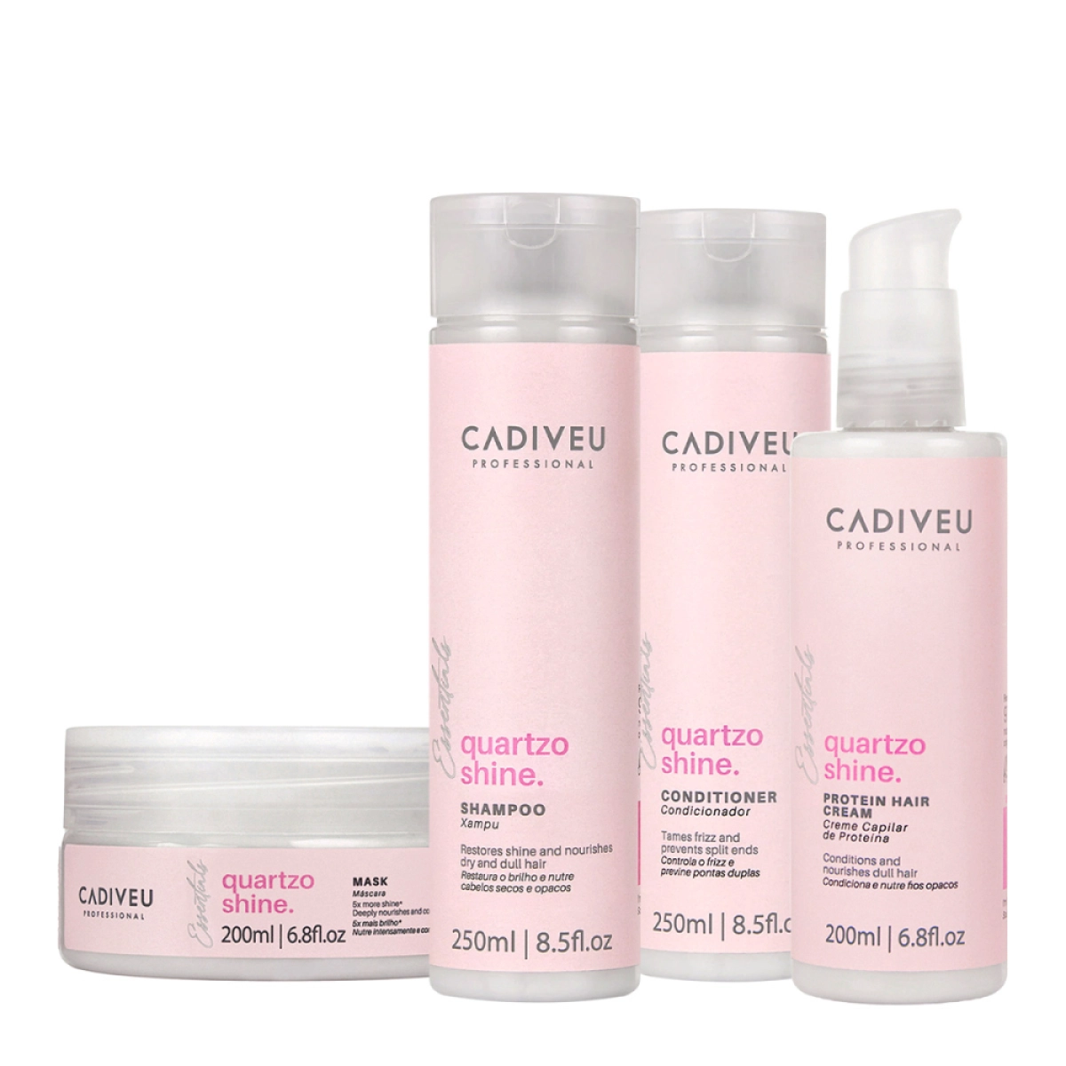 Kit Cadiveu Professional Essentials Quartzo Shine Shampoo Condicionador Máscara E Pré- Shampoo (4 Produtos)