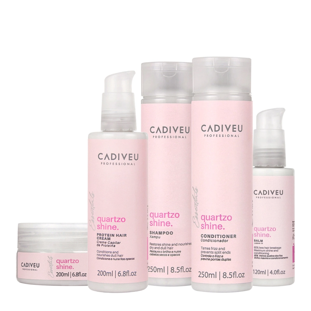 Kit Cadiveu Professional Essentials Quartzo Shine Shampoo Condicionador Máscara Pré- Shampoo E Leave-in (5 Produtos)