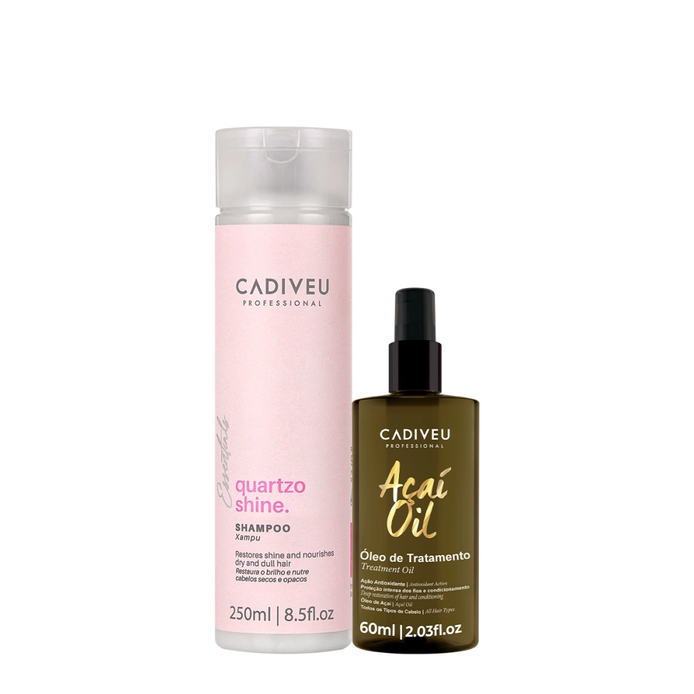 Kit Cadiveu Professional Essentials Quartzo Shine Shampoo E Açaí Oil 60 (2 Produtos)