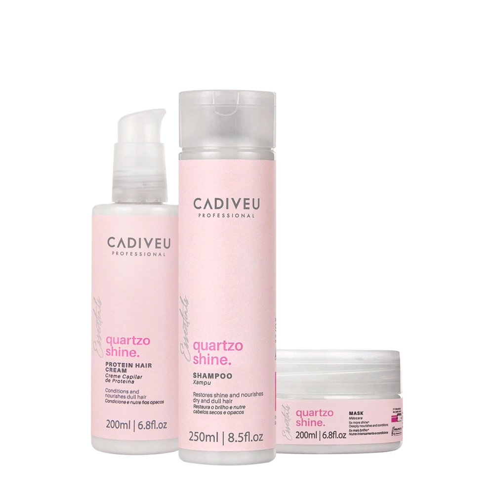 Kit Cadiveu Professional Essentials Quartzo Shine Shampoo Máscara E Pré Shampoo (3 Produtos)