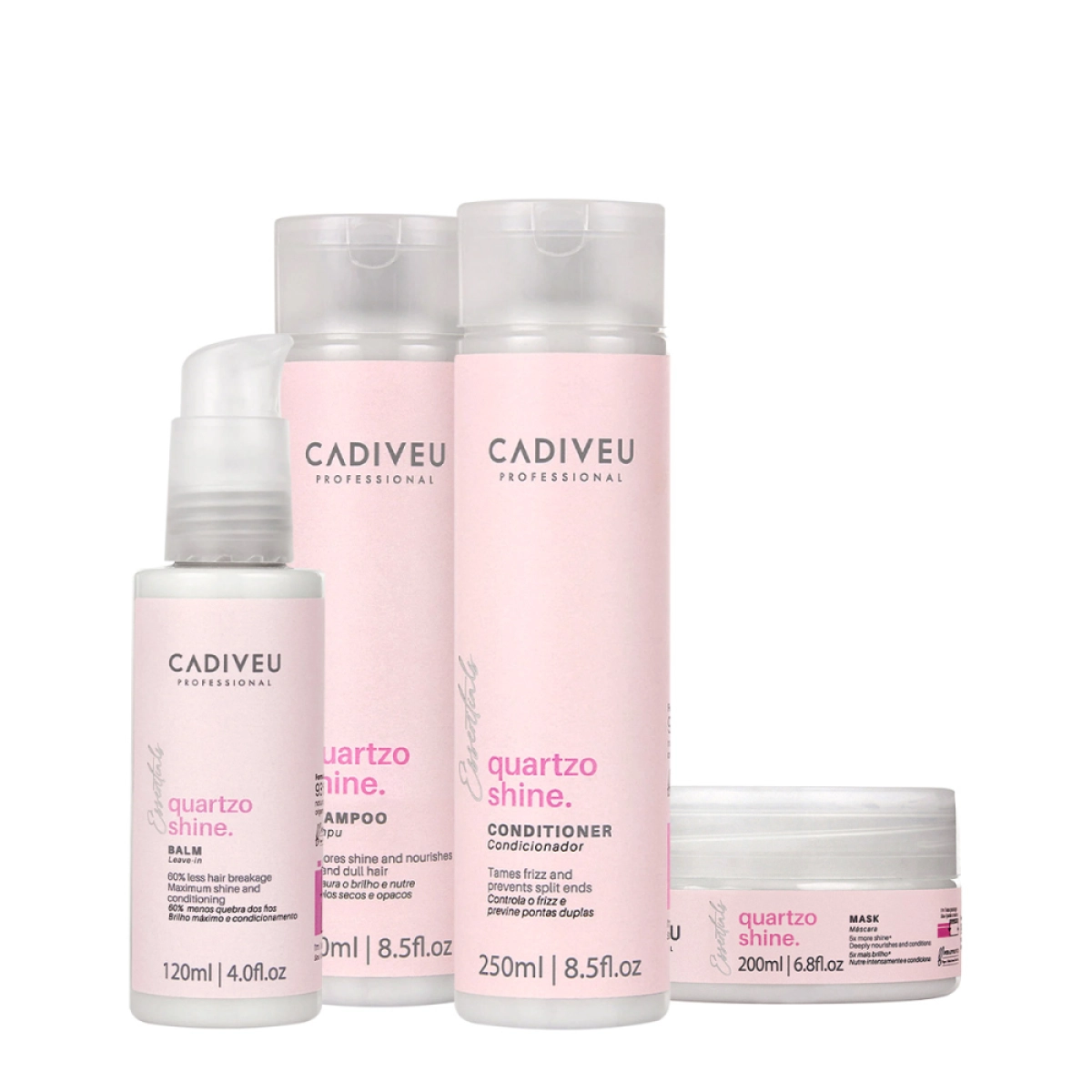 Kit Cadiveu Professional Quartzo Shine Shampoo Condicionador Balm E Máscara (4 Produtos)