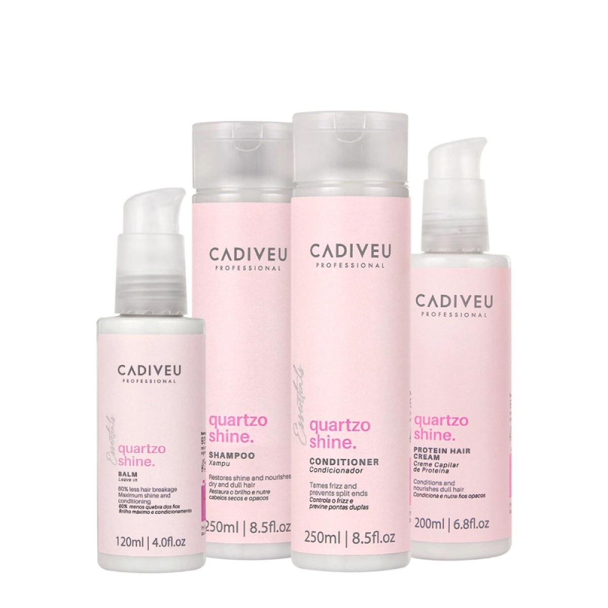 Kit Cadiveu Professional Quartzo Shine Shampoo Condicionador Balm E Protein Hair Cream (4 Produtos)