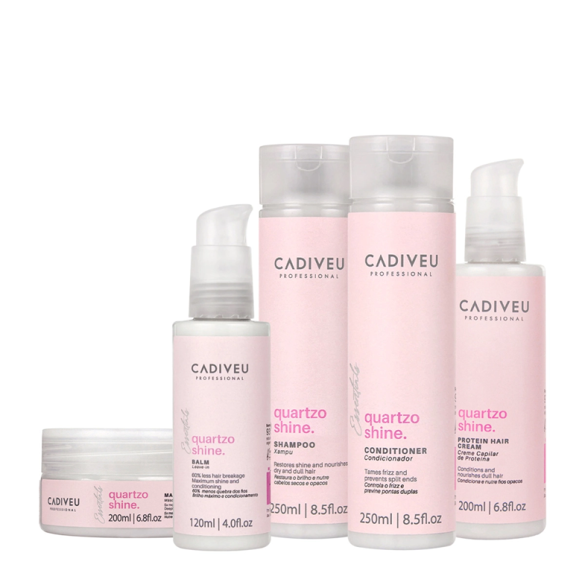 Kit Cadiveu Professional Quartzo Shine Shampoo Condicionador Balm Máscara E Protein Hair Cream (5 Produtos)