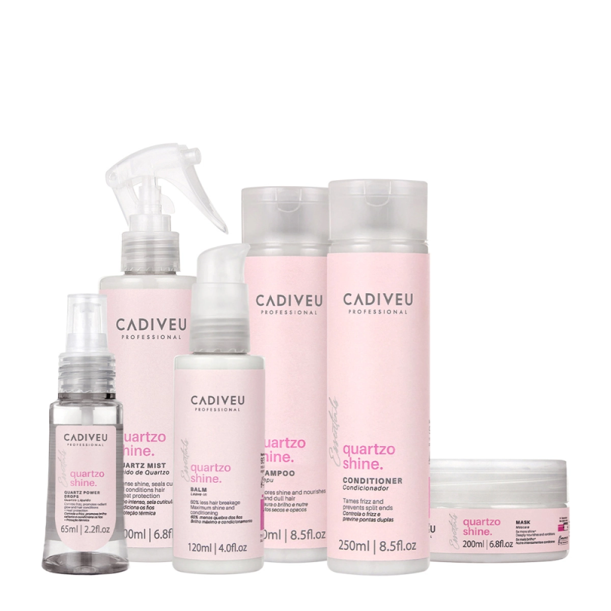 Kit Cadiveu Professional Quartzo Shine Shampoo Condicionador Balm Máscara Fluído E Óleo (6 Produtos)