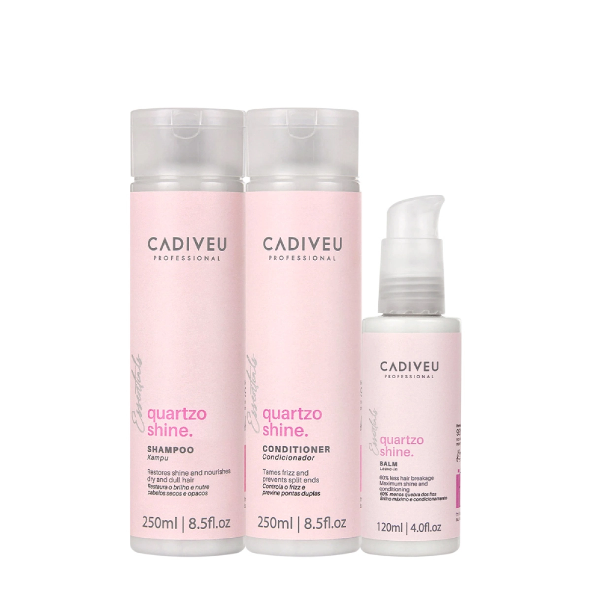 Kit Cadiveu Professional Quartzo Shine Shampoo Condicionador E Balm (3 Produtos).
