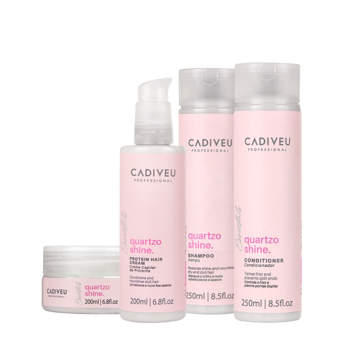 Kit Cadiveu Professional Quartzo Shine Shampoo Condicionador Máscara E Protein Hair Cream (4 Produtos)