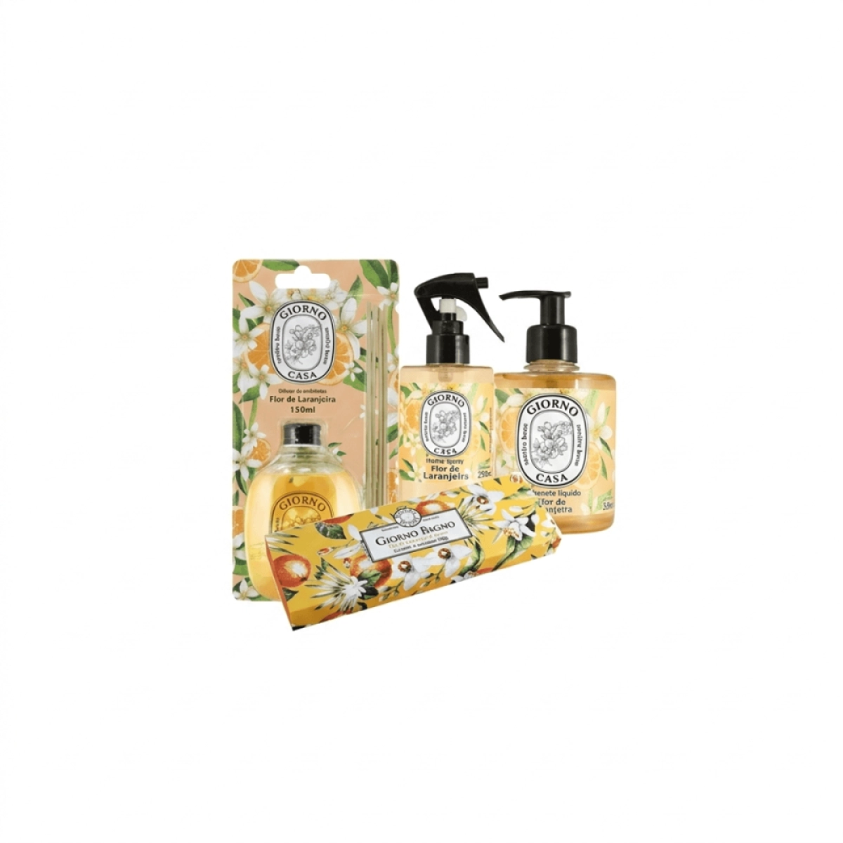 Kit Giorno Flor de Laranjeira Sabonetes, Difusor, Sabonete Líquido e Home Spray com 4 Produtos