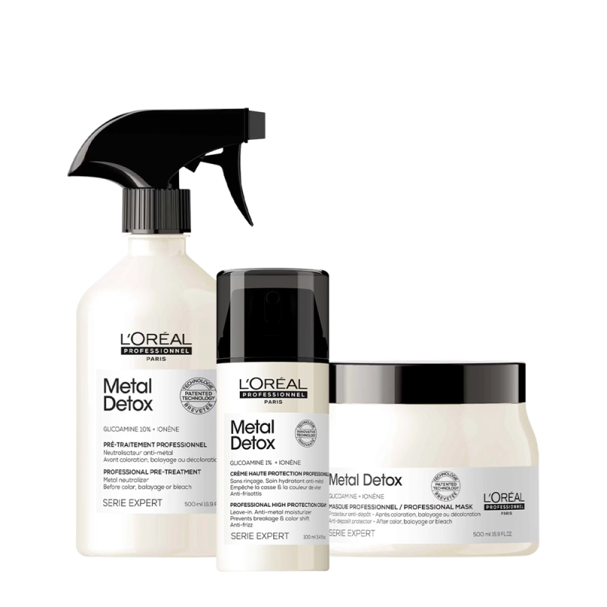 Kit L'Oréal Professionnel Metal Detox Máscara G Leave-in E Spray Neutralizador Anti-Metal (3 Produtos)