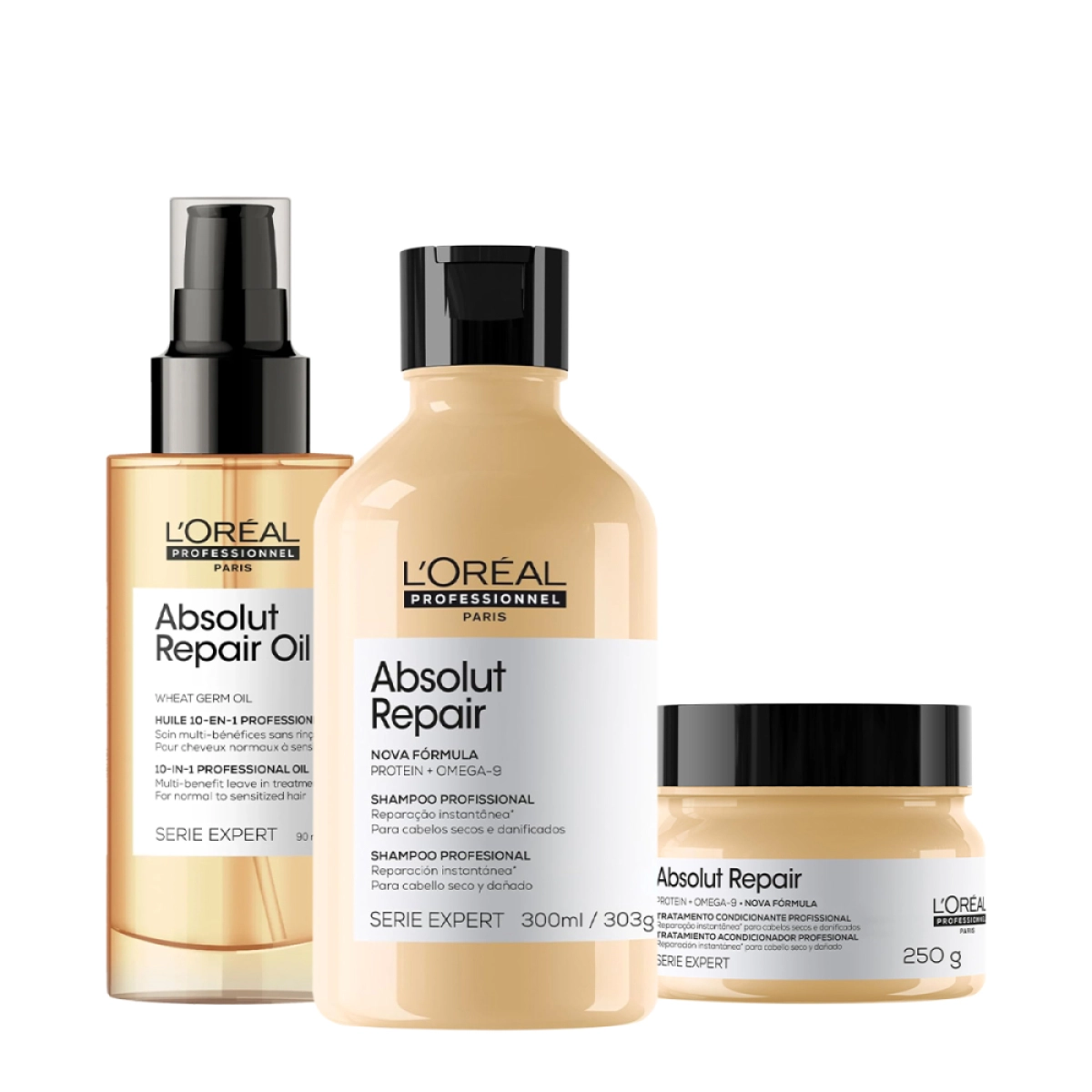 Kit L'Oréal Professionnel Serie Expert Absolut Repair Gold Quinoa Protein Shine (3 Produtos)
