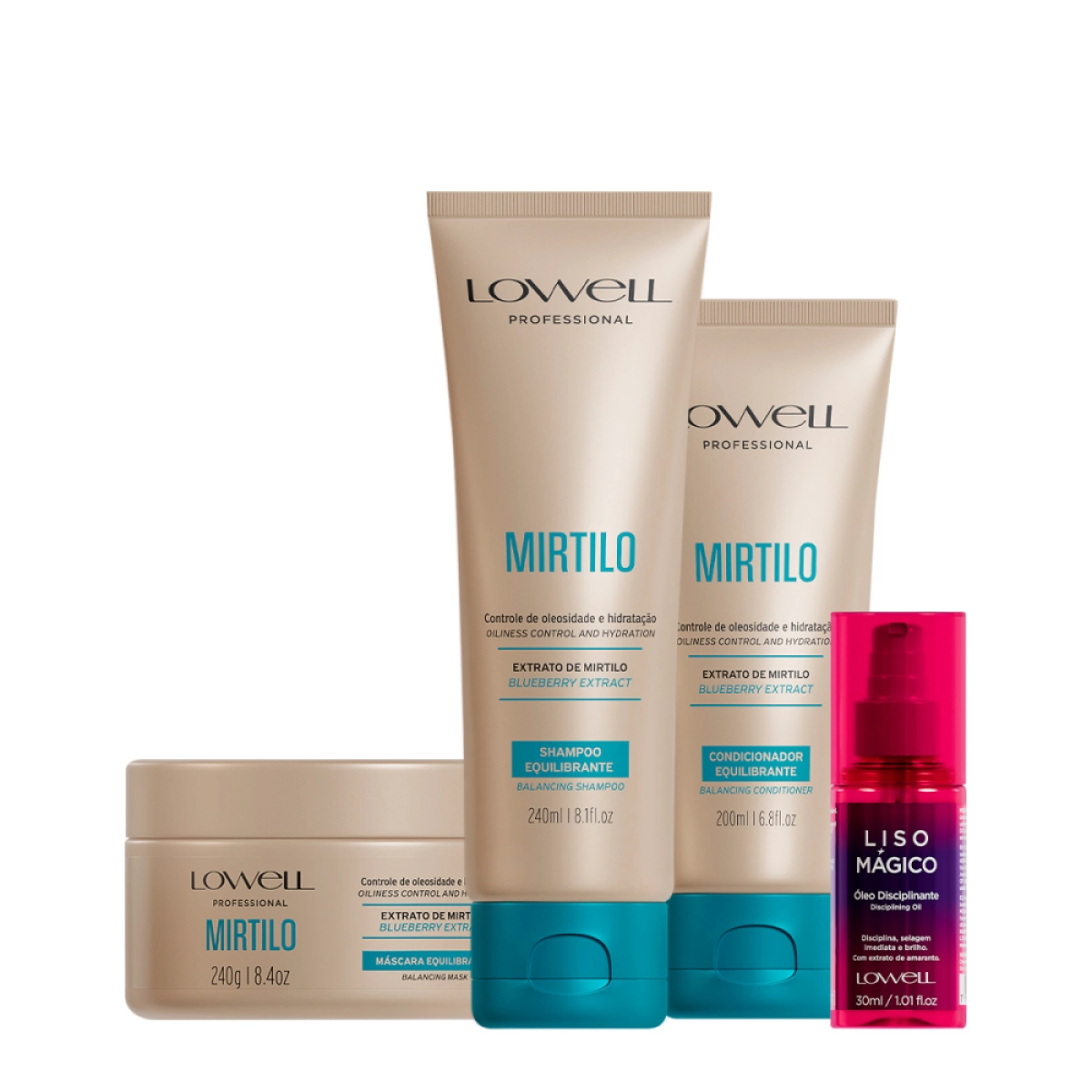Kit Lowell Extrato De Mirtilo Home Care Magica Disciplinante (4 Produtos)