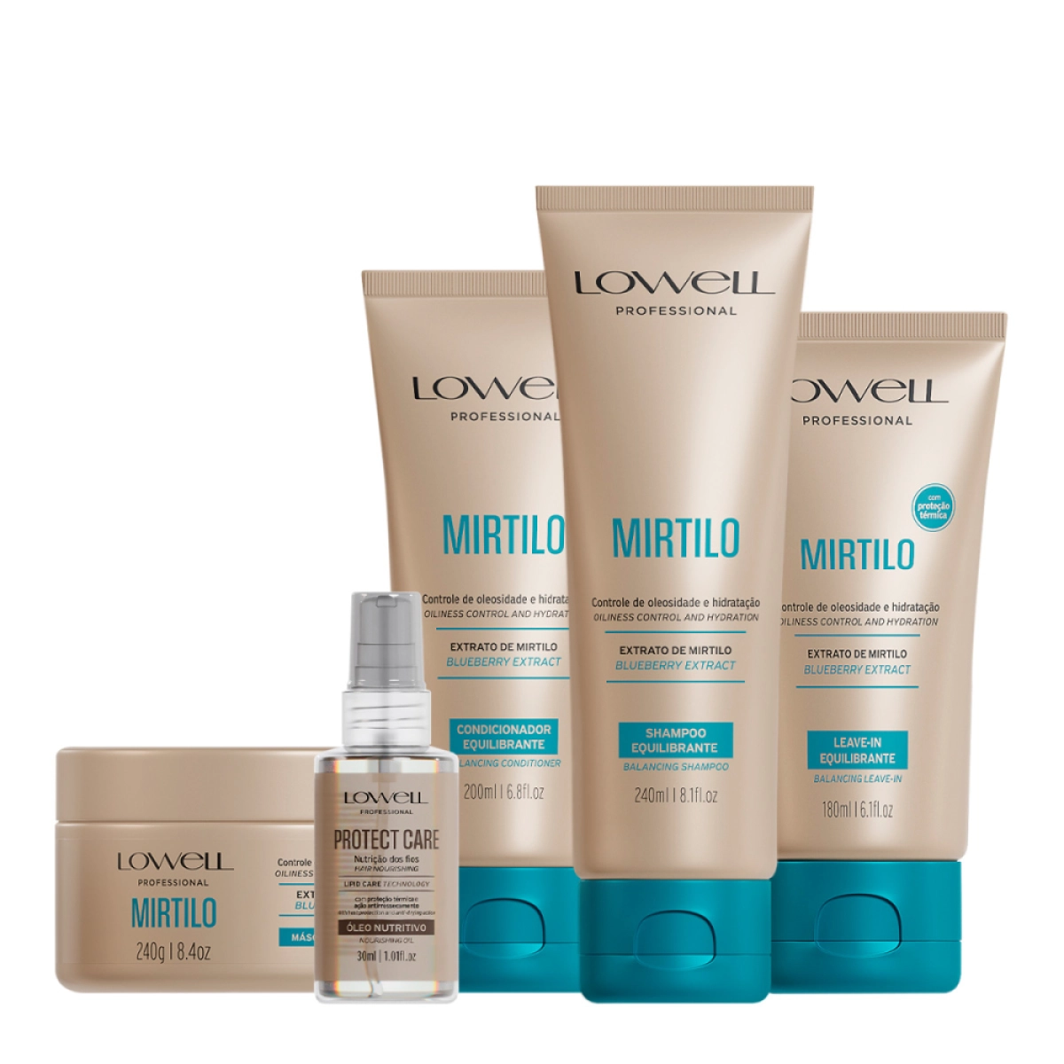 Kit Lowell Extrato De Mirtilo Home Care Nutritivo Completo (5 Produtos)