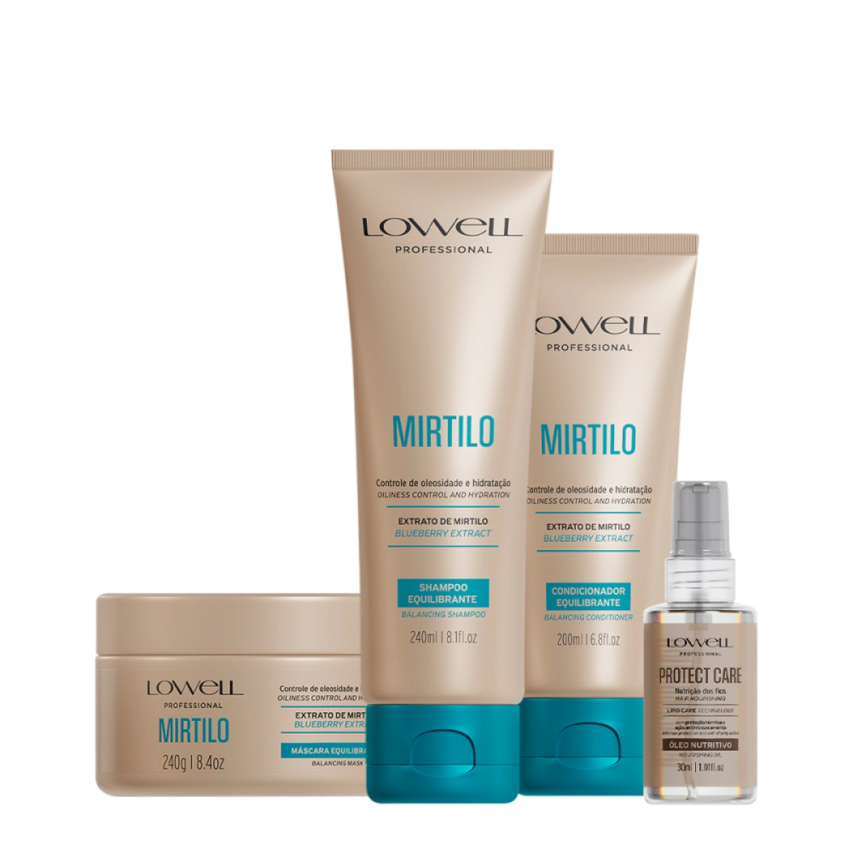Kit Lowell Extrato De Mirtilo Home Care Proteção Nutritiva (4 Produtos)