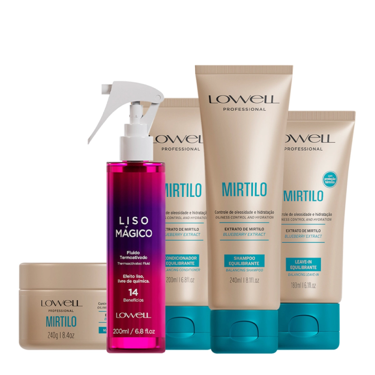 Kit Lowell Extrato De Mirtilo Home Care Termoativado Completo (5 Produtos)