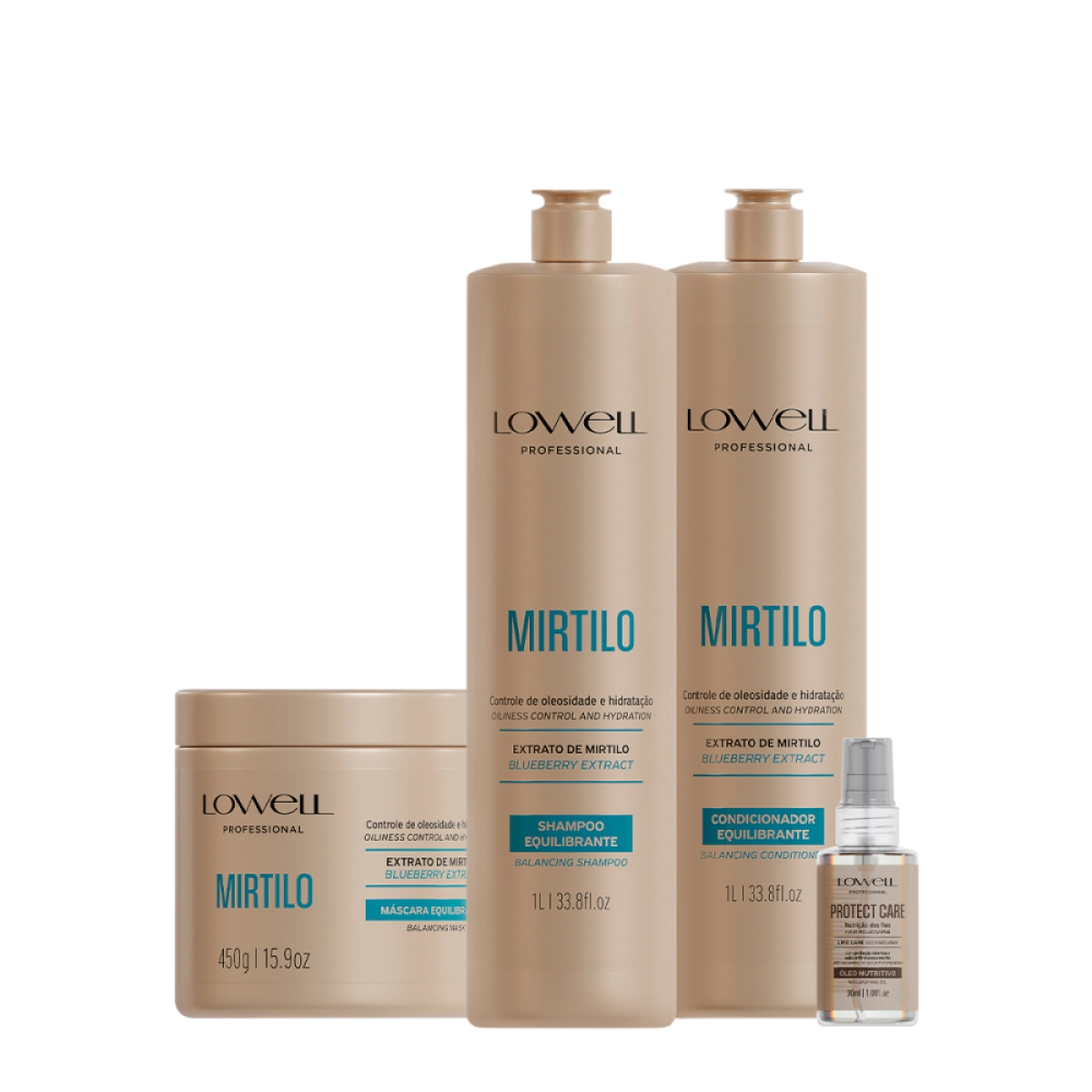 Kit Lowell Extrato De Mirtilo Salon Care Nutritivo (4 Produtos)