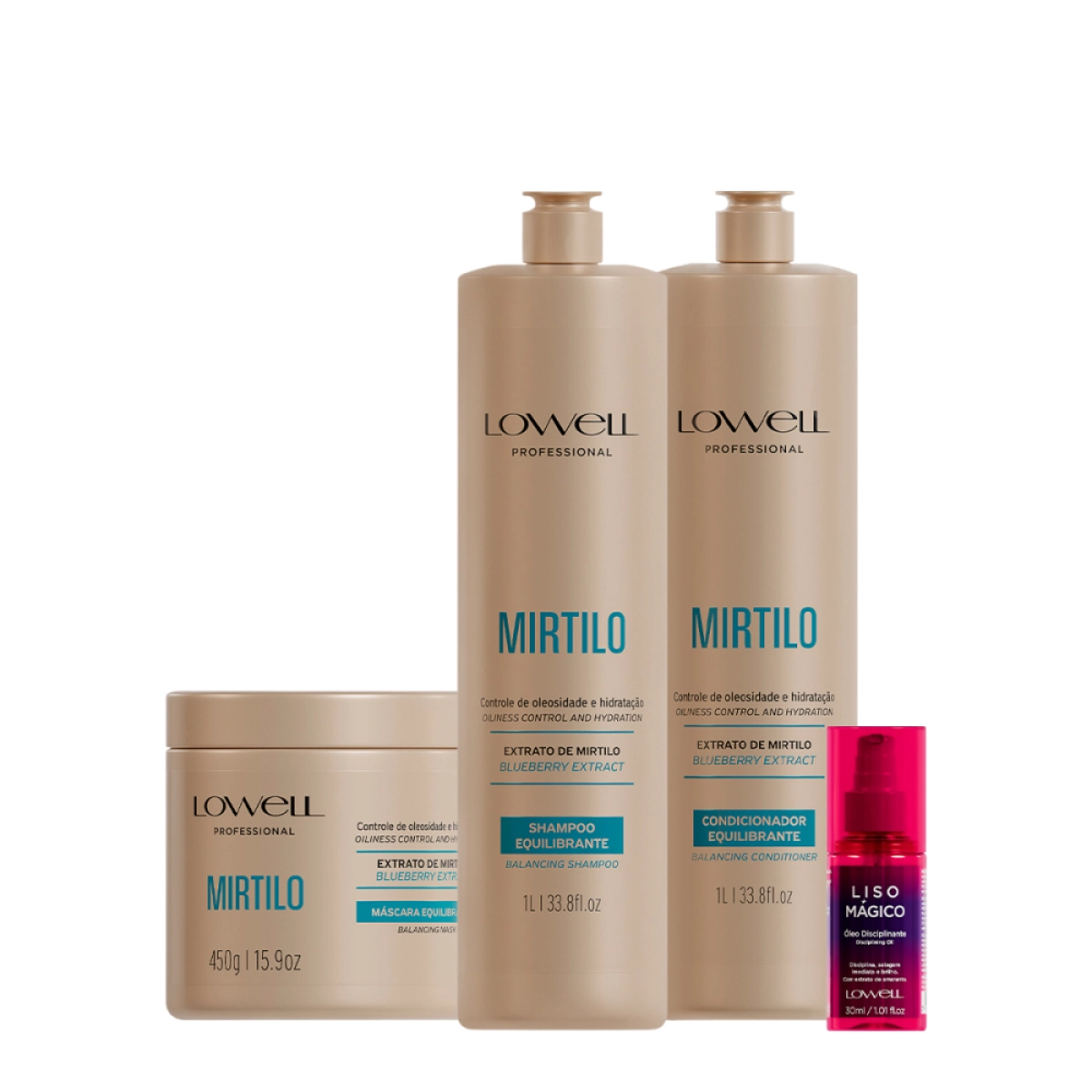 Kit Lowell Extrato De Mirtilo Salon Magico Disciplinante (4 Produtos)